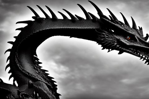 a stunning beautiful detailed wide shot photo of a black dragon, neck, wings, eyes:0.1 watermark:0.00001 -s75 -b1 -W768 -H512 -C14.0 -Ak_euler_a -S4274439899